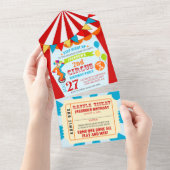 Carnaval Circus Festival Kids Verjaardagsfeest All In One Uitnodiging (Afscheurbaar)