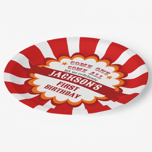 Carnaval Circus Festival Kids Verjaardagsfeest Papieren Bordje (Gekanteld)