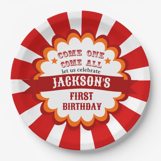 Carnaval Circus Festival Kids Verjaardagsfeest Papieren Bordje (Voorkant)