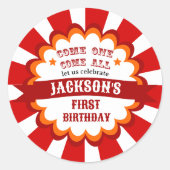 Carnaval Circus Festival Kids Verjaardagsfeest Ronde Sticker (Voorkant)