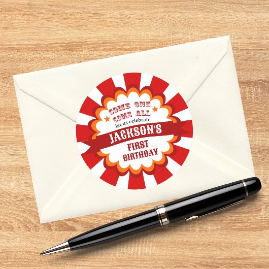 Carnaval Circus Festival Kids Verjaardagsfeest Ronde Sticker