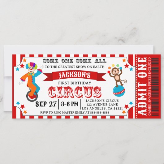 Carnaval Circus Festival Kids Verjaardagskaart Kaart (Voorkant)