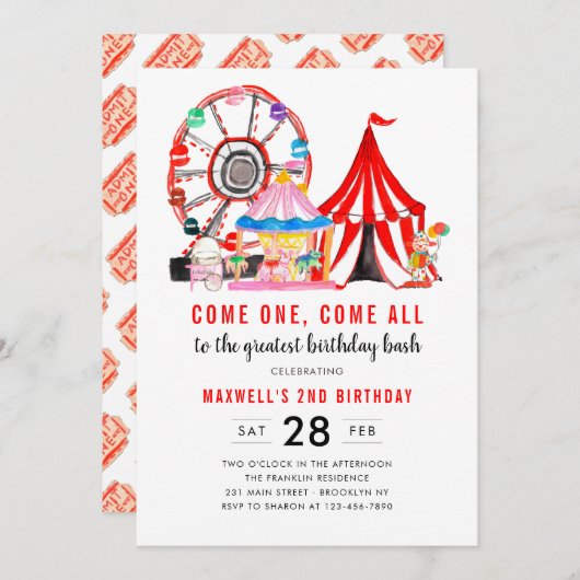 Carnaval Circus Festival Show Kind Kaart (Voorkant / Achterkant)