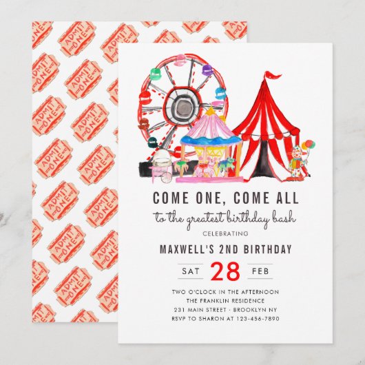 Carnaval Circus Festival Show Kind Kaart (Voorkant / Achterkant)