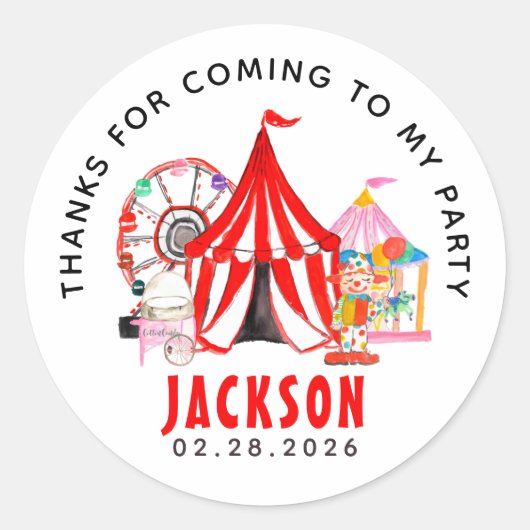 Carnaval Circus Festival Show Kind Ronde Sticker (Voorkant)