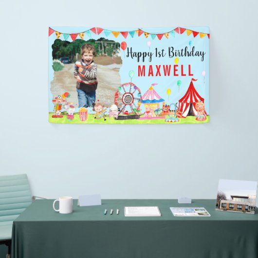 Carnaval Circus Festival Show Kinder Foto Verjaard Spandoek (Beurs)