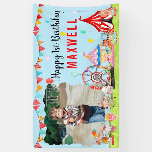 Carnaval Circus Festival Show Kinder Foto Verjaard Spandoek (Verticaal)