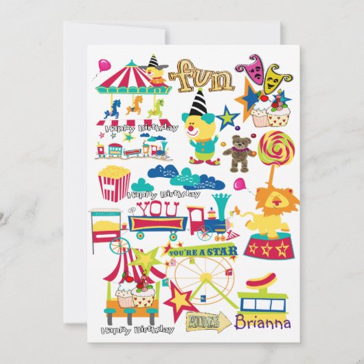 Carnaval Circus Gelukkige Verjaardag uitnodiging (Voorkant)