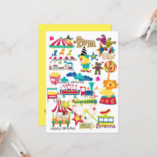 Carnaval Circus Gelukkige Verjaardag uitnodiging