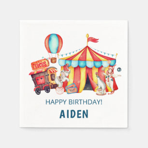 Carnaval Circus Grote Top Blauwe Verjaardag Servet