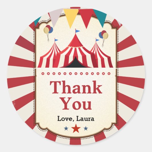  Carnaval Circus Jongen Meisje Verjaardag Ronde Sticker (Voorkant)