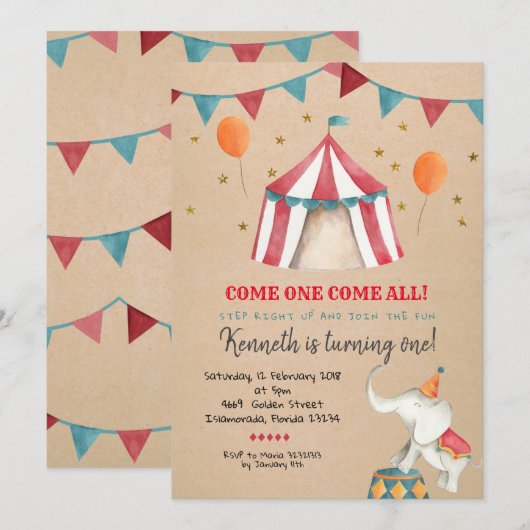  Carnaval Circus Kind verjaardagsfeestje Kaart (Voorkant / Achterkant)