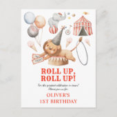 Carnaval Circus Kinder 1e Verjaardagsfeestuitnodig Briefkaart (Voorkant)