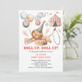 Carnaval Circus Kinder 1e Verjaardagsfeestuitnodig Kaart (Staand voorkant)