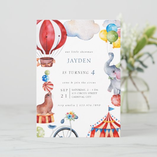 Carnaval Circus Kinderen Verjaardag Kaart (Staand voorkant)