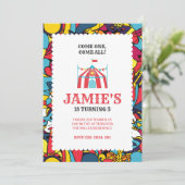 Carnaval Circus Party Verjaardag uitnodiging (Staand voorkant)