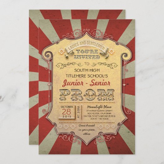 Carnaval - Circus  Prom Kaart (Voorkant / Achterkant)