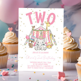 Carnaval Circus Roze 2e Verjaardag Kaart