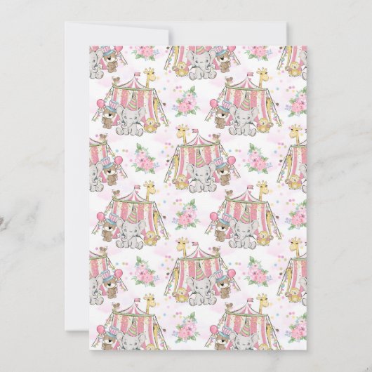Carnaval Circus Roze 3e Verjaardag Kaart (Achterkant)
