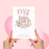 Carnaval Circus Roze 5e Verjaardag Kaart
