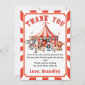 Carnaval Circus Show & Dieren Verjaardag Bedankkaart (Voorkant)