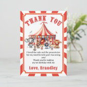 Carnaval Circus Show & Dieren Verjaardag Bedankkaart (Staand voorkant)