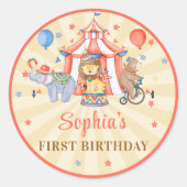 Carnaval Circus Show & Dieren Verjaardag Ronde Sticker (Voorkant)