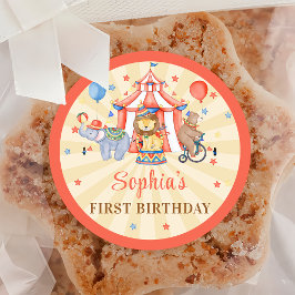 Carnaval Circus Show & Dieren Verjaardag Ronde Sticker