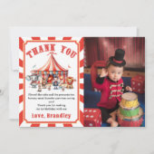 Carnaval Circus Show & Dieren Verjaardagsfoto Bedankkaart (Voorkant)