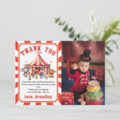 Carnaval Circus Show & Dieren Verjaardagsfoto Bedankkaart (Staand voorkant)