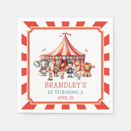 Carnaval Circus Show & Dieren Verjaardagsservet Servet (Voorkant)