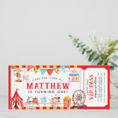 Carnaval Circus Show Ticket Entree Kids Verjaardag Kaart (Staand voorkant)