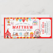 Carnaval Circus Show Ticket Entree Kids Verjaardag Kaart (Voorkant)
