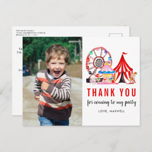 Carnaval Circus Show Verjaardagsfoto Dank u Briefkaart (Voorkant / Achterkant)
