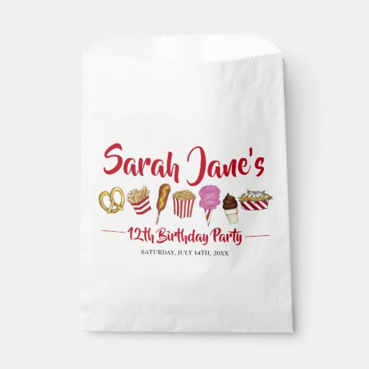 Carnaval Circus State Fair Foods Verjaardagsfeest Bedankzakje (Voorkant)