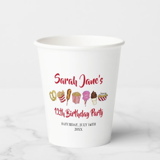 Carnaval Circus State Fair Foods Verjaardagsfeest Papieren Bekers (Voorkant)