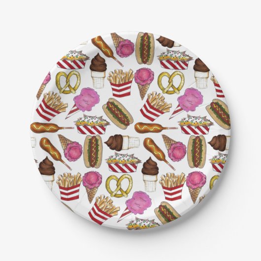 Carnaval Circus State Fair Foods Verjaardagsfeest Papieren Bordje (Voorkant)