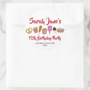 Carnaval Circus State Fair Foods Verjaardagsfeest Ronde Sticker