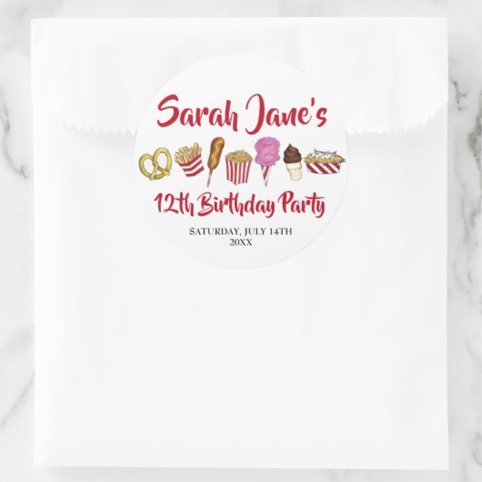 Carnaval Circus State Fair Foods Verjaardagsfeest Ronde Sticker (Tas)