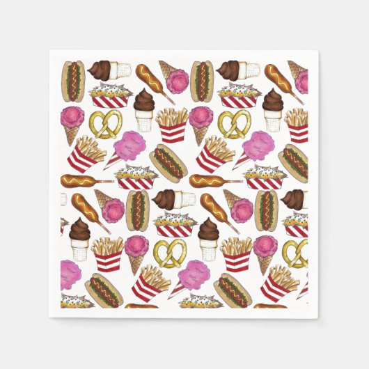 Carnaval Circus State Fair Foods Verjaardagsfeest Servet (Voorkant)