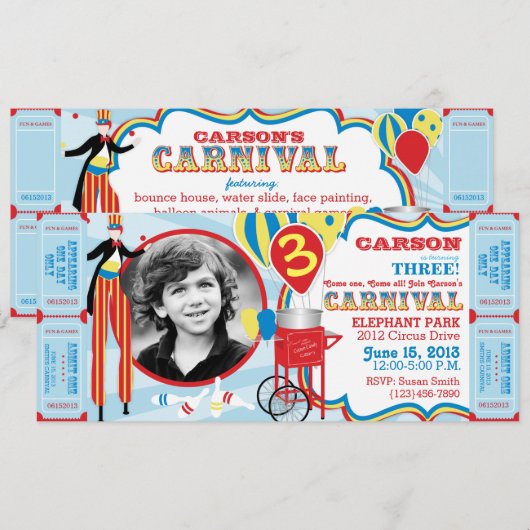 Carnaval Circus Stilt Walker Verjaardag Kaart (Voorkant / Achterkant)