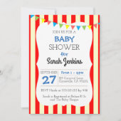 Carnaval Circus Streep Baby shower Uitnodiging (Voorkant)