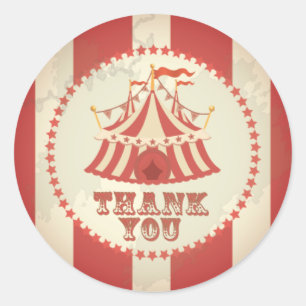  carnaval, Circus Tent, Dank u wel Ronde Sticker