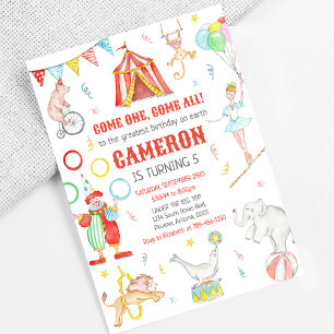Carnaval Circus Thema Verjaardagsuitnodiging Kaart