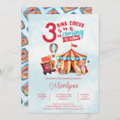 Carnaval Circus Triplets Baby shower Kaart (Voorkant / Achterkant)