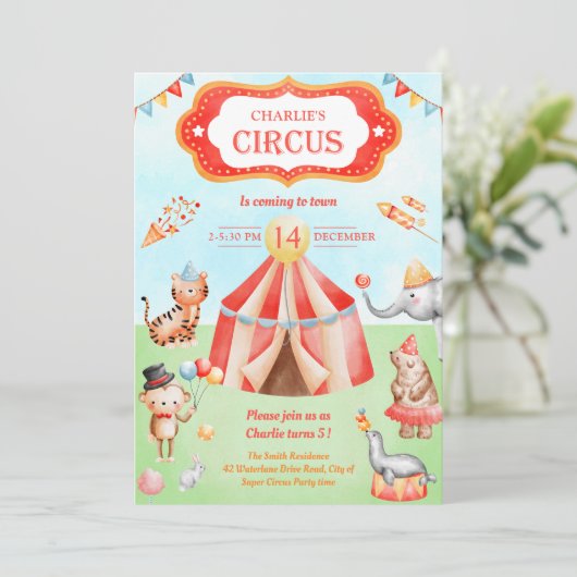 Carnaval Circus vedendagsdieren Kaart (Staand voorkant)