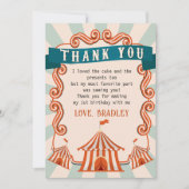 Carnaval Circus Verjaardag Dank u kaart (Voorkant)