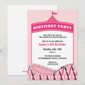 Carnaval Circus Verjaardagsfeest Platte Uitnodigin Kaart (Voorkant / Achterkant)