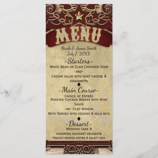  Carnaval Circus Wedding Menu Kaart (Voorkant)