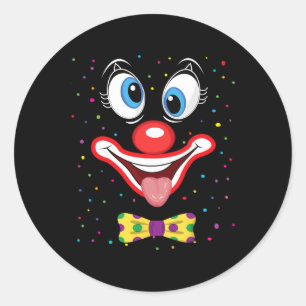 Carnaval Clown Gezicht Circus Kostuum Kinder Manne Ronde Sticker